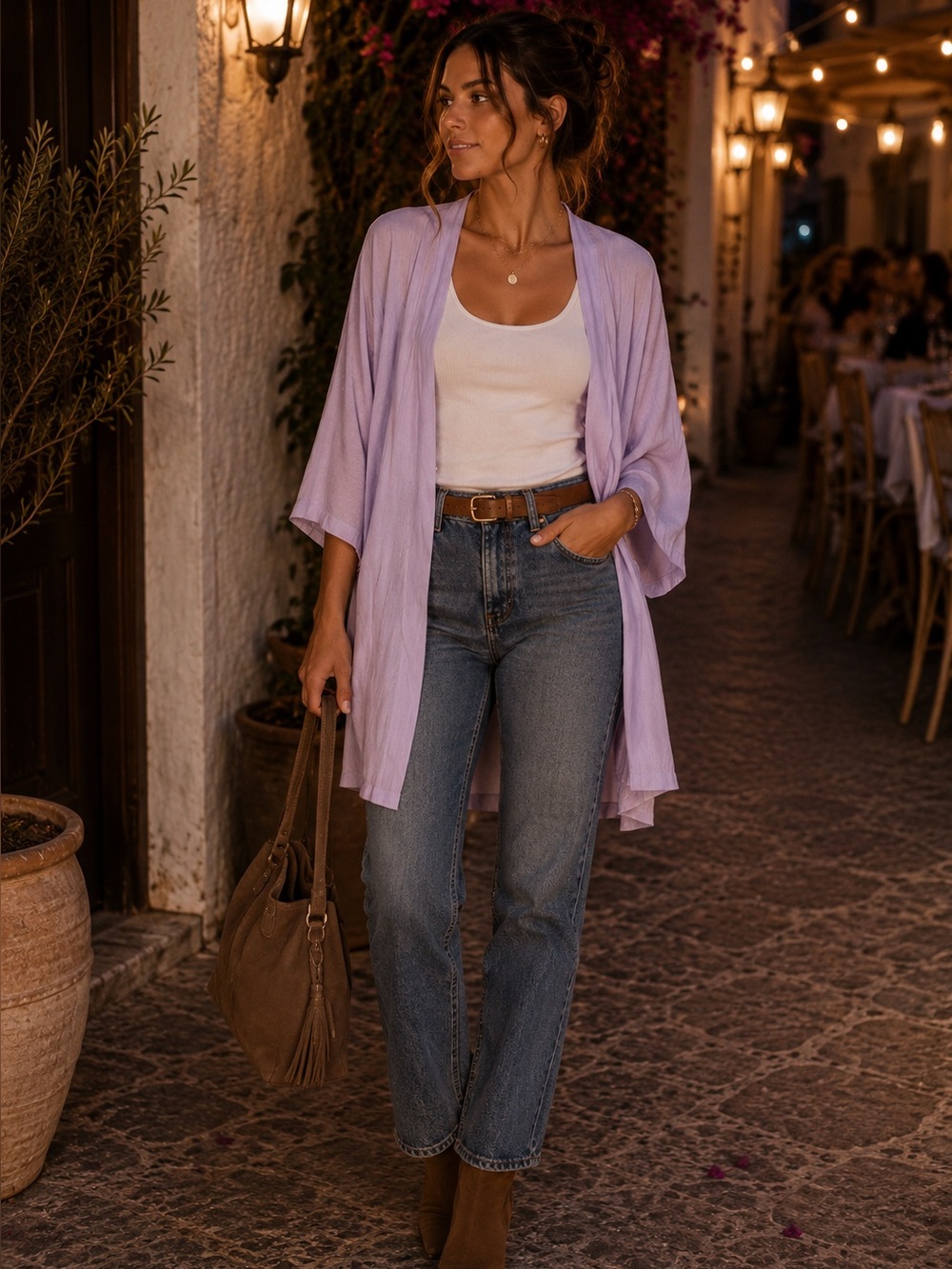 Vero Moda Light Lavender Kimono Cardigan | Open Front Lightweight Layer